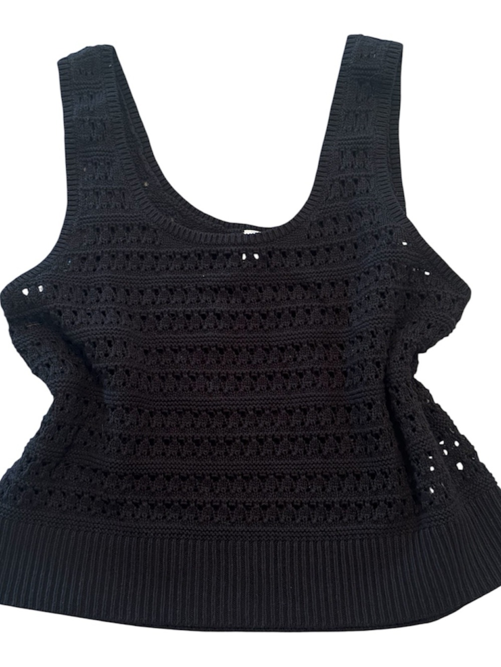 Old Navy Crocheted XL Cropped Black Tank